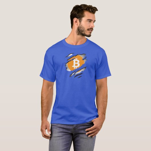 Bitcoin Torn Image w/ Logo Reveal Underneath - Tシャツ (正面フル)