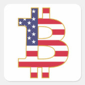 Bitcoin USAフラグ – Btc Crypto スクエアシール (正面)