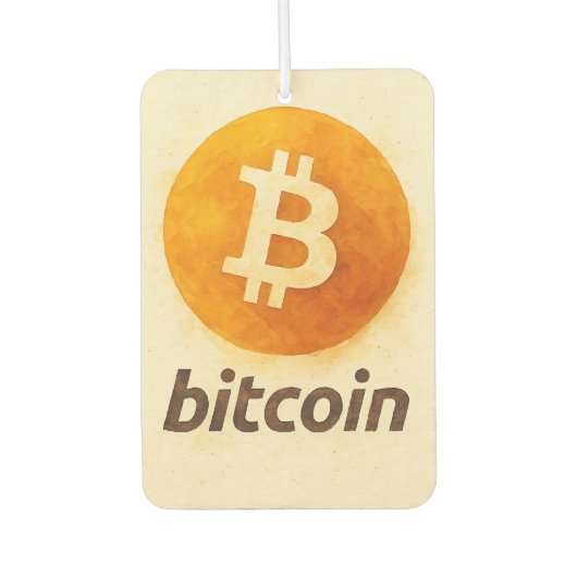 Bitcoin Watercolor (Logo + Text) カーエアーフレッシュナー (正面)