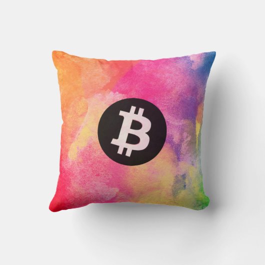 Bitcoin Watercolor (Style 1 - Genesis) クッション (裏面)