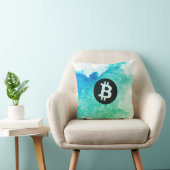 Bitcoin Watercolor (Style 5 - Wave Rider) クッション (椅子)