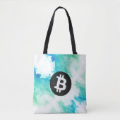 Bitcoin Watercolor (Style 5 - Wave Rider) トートバッグ (正面)