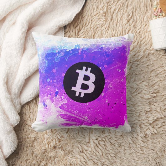 Bitcoin Watercolor (Style 6 - Miami Beach) クッション (ブランケット)