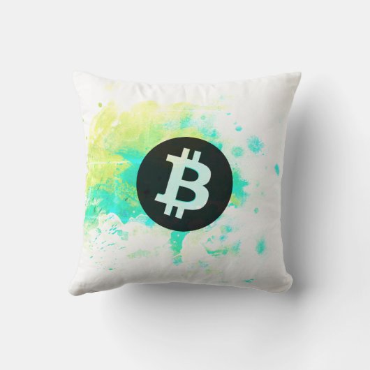 Bitcoin Watercolor (Style 7 - Stack Sats) クッション (裏面)