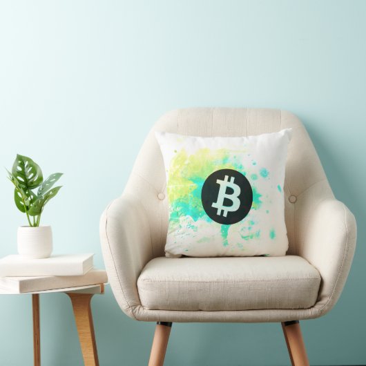 Bitcoin Watercolor (Style 7 - Stack Sats) クッション (椅子)