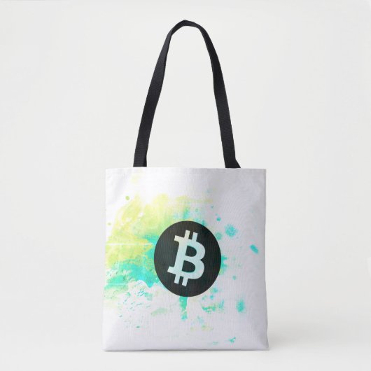 Bitcoin Watercolor (Style 7 - Stack Sats) トートバッグ (正面)