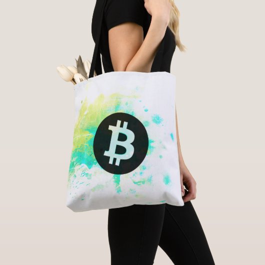 Bitcoin Watercolor (Style 7 - Stack Sats) トートバッグ (クローズアップ)