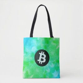 Bitcoin Watercolor (Style $ - Green Day) トートバッグ