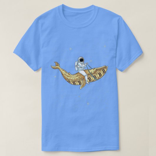Bitcoin Whale暗号トレーダおもしろいーに搭乗する宇宙飛行士 Tシャツ (デザイン正面)