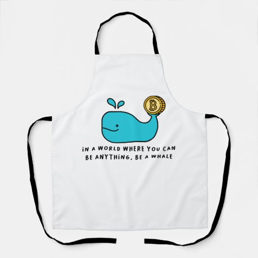 Bitcoin Whale おもしろい Crypto Investor Cartoonデザイン エプロン (正面)