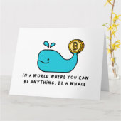 Bitcoin Whale おもしろい Crypto Investor Cartoonデザイン カード (黄色い花)