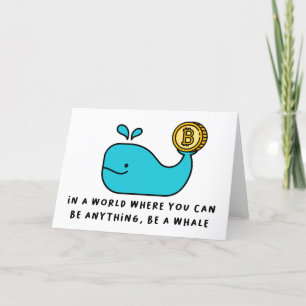 Bitcoin Whale おもしろい Crypto Investor Cartoonデザイン サンキューカード