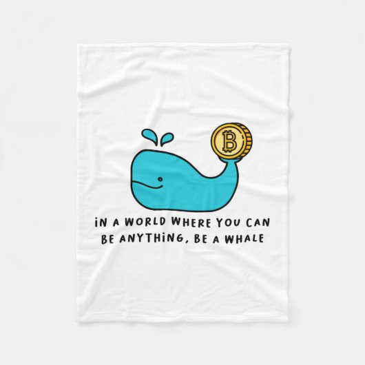 Bitcoin Whale おもしろい Crypto Investor Cartoonデザイン フリースブランケット (正面)
