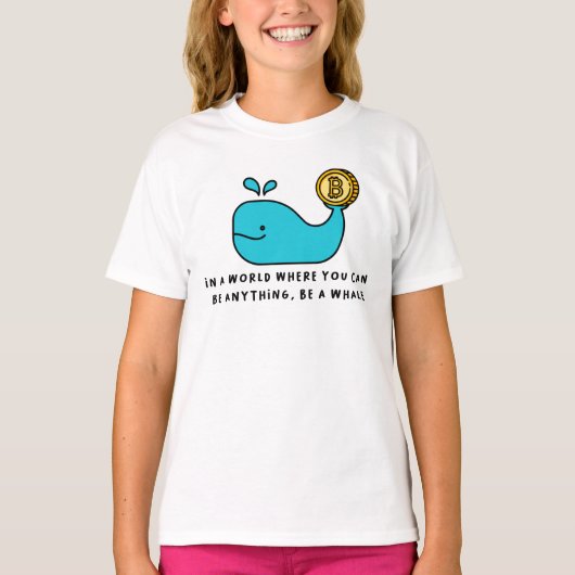 Bitcoin Whale おもしろい Crypto Investor Cartoonデザイン Tシャツ (正面)