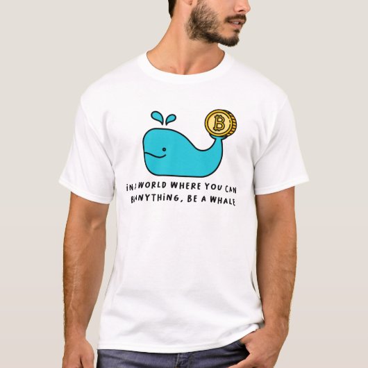 Bitcoin Whale おもしろい Crypto Investor Cartoonデザイン Tシャツ (正面)
