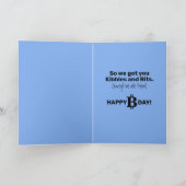 BitcoinsおもしろいまたはDogecoins BDayカード カード (内部)