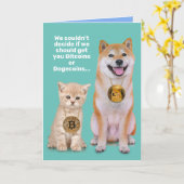 BitcoinsおもしろいまたはDogecoins BDayカード カード (黄色い花)