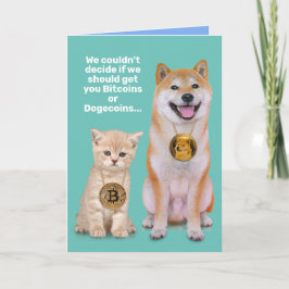 BitcoinsおもしろいまたはDogecoins BDayカード カード