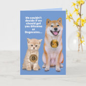BitcoinsおもしろいまたはDogecoins BDayカード カード (黄色い花)