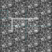 BITE MEの蘭とバラ白黒 ファブリック (タイル)