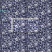 BITE MEの蘭とバラINDIGO ファブリック (タイル)