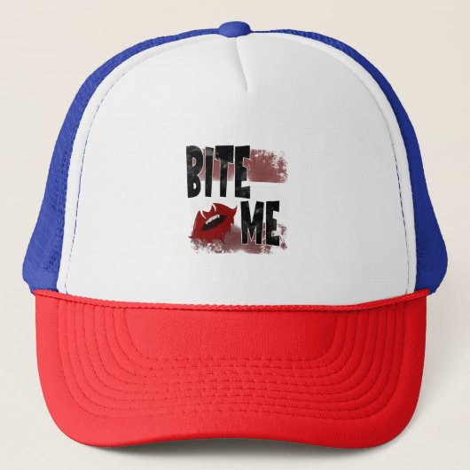 Bite me -カッコいい引用文 – ハロウィーン – こうもり キャップ (正面)