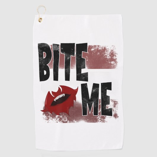 Bite me -カッコいい引用文 – ハロウィーン – こうもり ゴルフタオル (正面)