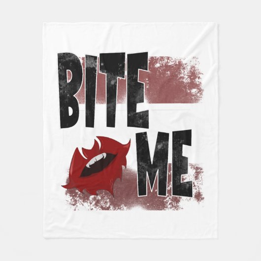 Bite me -カッコいい引用文 – ハロウィーン – こうもり フリースブランケット (正面)