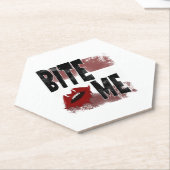 Bite me -カッコいい引用文 – ハロウィーン – こうもり ペーパーコースター (アングル)