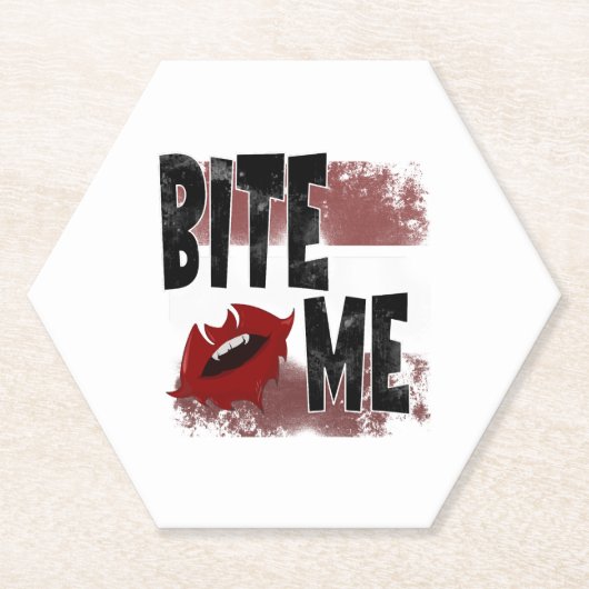 Bite me -カッコいい引用文 – ハロウィーン – こうもり ペーパーコースター (正面)