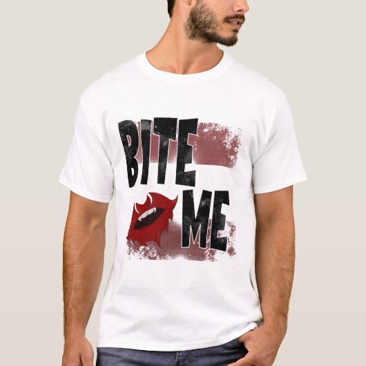 Bite me -カッコいい引用文 – ハロウィーン – こうもり tシャツ (正面)
