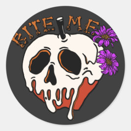 Bite Me – ハロウィーンスカルポイズンアップル&フラワー ラウンドシール
