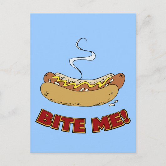 Bite Me – ホットドッグ ポストカード (正面)