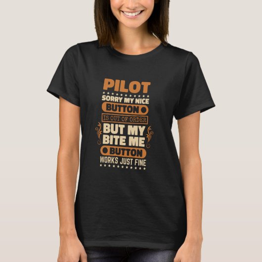 Bite Me Button Worksパイロットデザイン機愛人A Tシャツ (正面)
