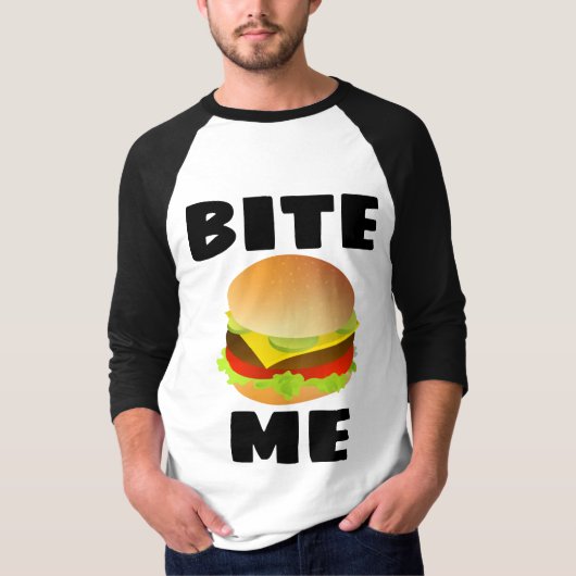 BITE ME, CHEESEBURGER , ハンバーガーTシャツ Tシャツ (正面)