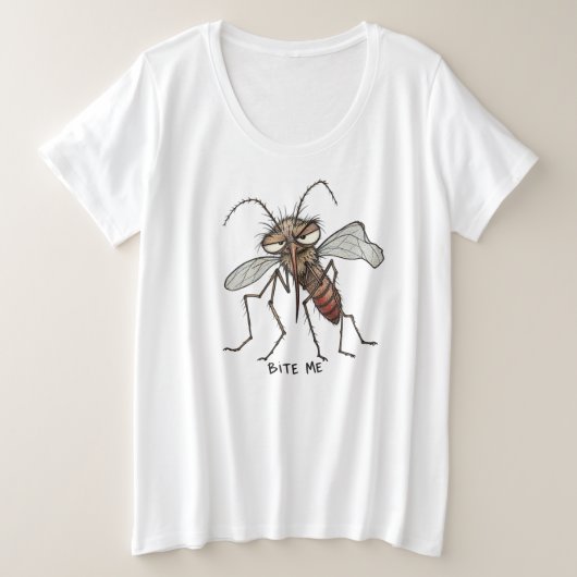 BITE ME FUNNY MOSQUITOE プラスサイズTシャツ (デザイン正面)