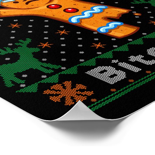 Bite Me Gingerbread Man - Funny Ugly Christmas Swe ポスター (角)