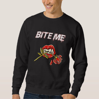 Bite Me Vampire Teeth With Rose   スウェットシャツ