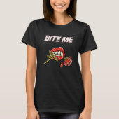 Bite Me Vampire Teeth With Rose   Tシャツ (正面)