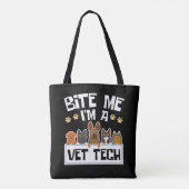 Bite Me Vet Tech獣医おもしろい技師 トートバッグ (裏面)