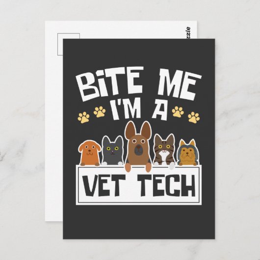 Bite Me Vet Tech獣医おもしろい技師 ポストカード (正面/裏面)