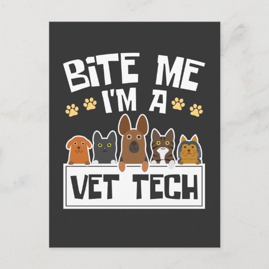 Bite Me Vet Tech獣医おもしろい技師 ポストカード (正面)