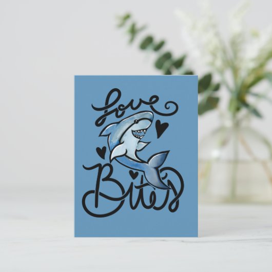 BITES Valentineおもしろい's day Sharkを愛する ポストカード (スタンド正面)