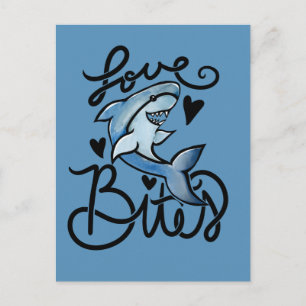 BITES Valentineおもしろい's day Sharkを愛する ポストカード