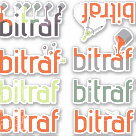 Bitraf - klistremerker logovarianter シール (正面)