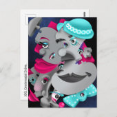 Bits and Pieces - Surrealパズル顔はがき ポストカード (正面/裏面)