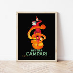 Bitter Campari | Leonetto Cappiello ポスター<br><div class="desc">Bitter Campari (1921) | Leonetto Cappiello’s 1921 advertising poster for Bitter Campari showcases a playful and memorable design featuring a vibrant jester wrapped in a spiraling orange peel, holding a bottle of Campari. Set against a stark black background, the jester’s dynamic pose and the bold orange hues create a striking...</div>