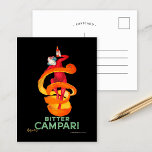 Bitter Campari | Leonetto Cappiello ポストカード<br><div class="desc">Bitter Campari (1921) | Leonetto Cappiello’s 1921 advertising poster for Bitter Campari showcases a playful and memorable design featuring a vibrant jester wrapped in a spiraling orange peel, holding a bottle of Campari. Set against a stark black background, the jester’s dynamic pose and the bold orange hues create a striking...</div>