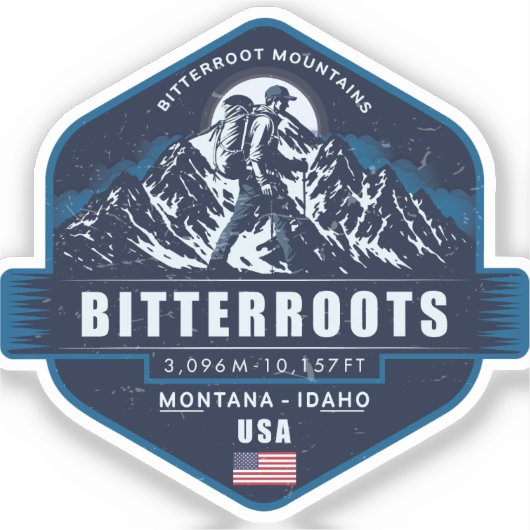 Bitterroot Mountains Hiking Badge シール (正面)