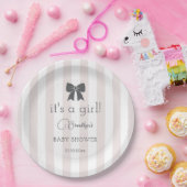 Bitty Bow It's a Girl Baby Shower ペーパープレート (パーティー)